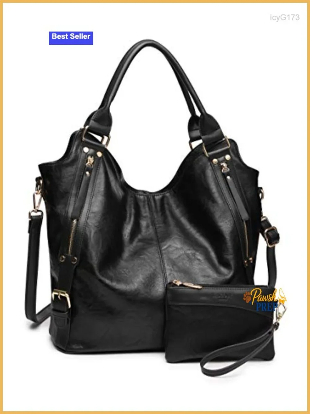 PU Leather Hobo Tote Bag with Adjustable Shoulder Strap